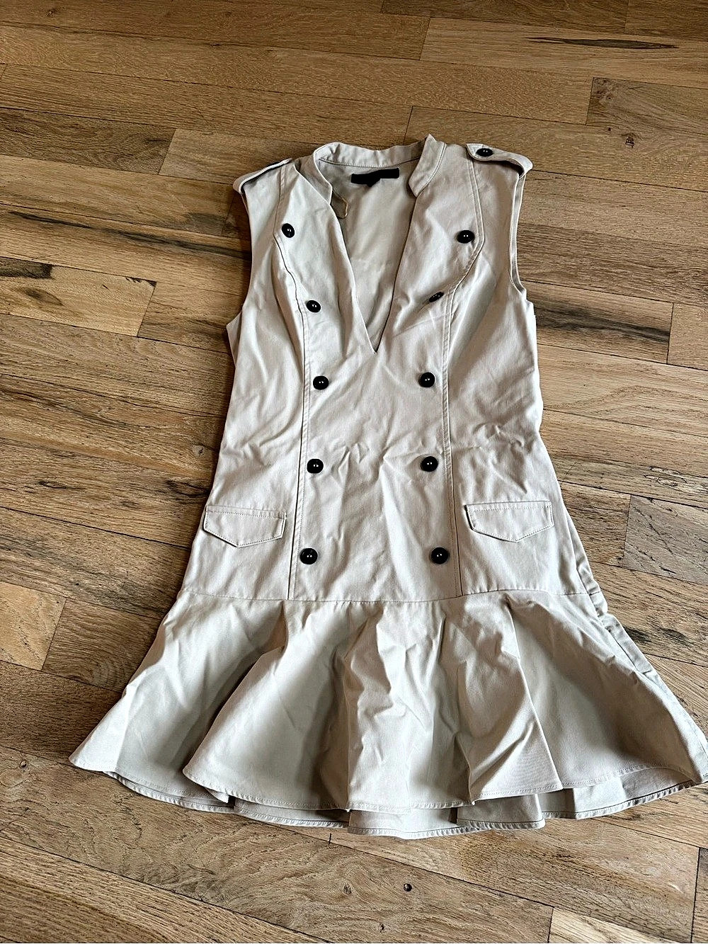 Zara Buttoned Ruffle Mini Dress Medium - Picture 3 of 7